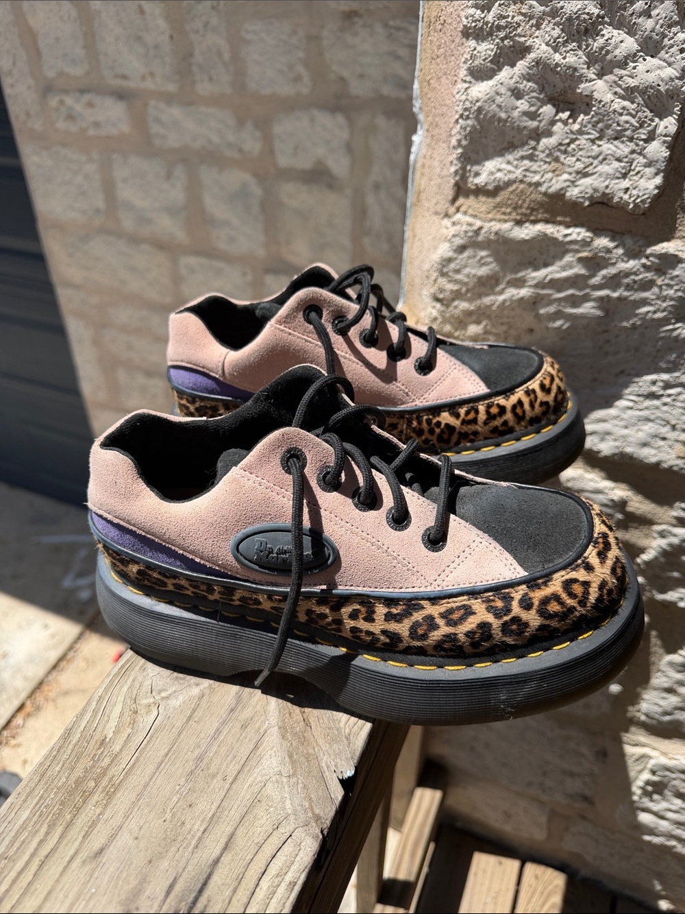 Dr. Martens Leopard Print & Pink Platform Lace-Up Sneakers